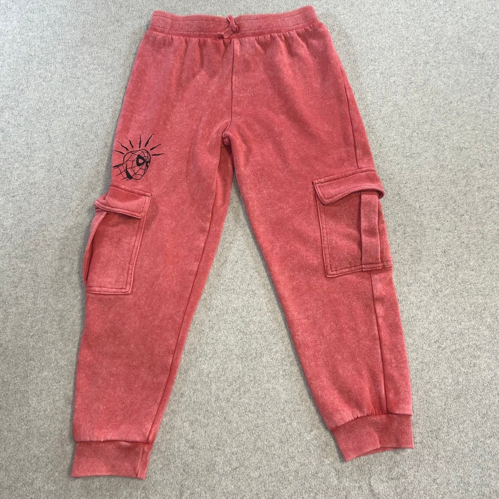 Marvel Spider Man Jogger Sweatpants Kids 7/8 Red Cargo Pants Youth Boys Girls